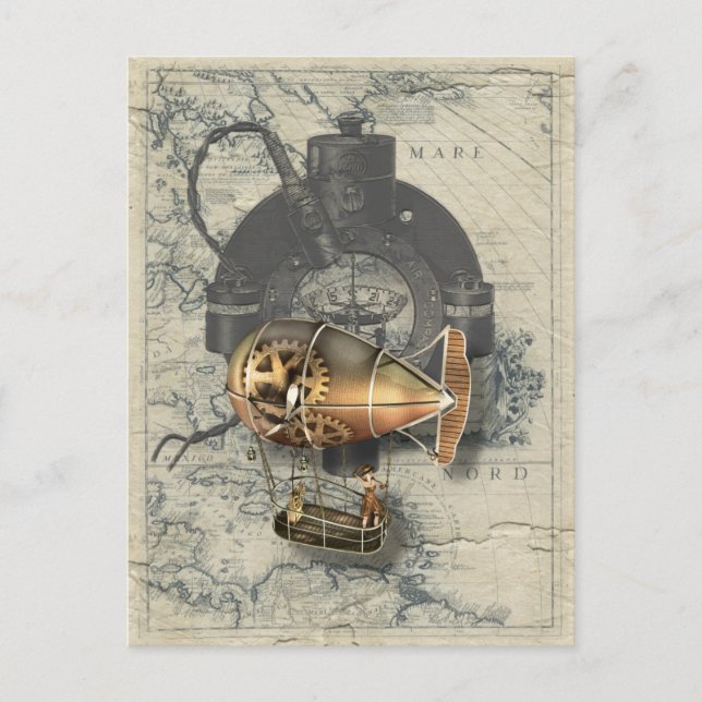 Carte Postale Balle Dirigible Steampunk (Devant)