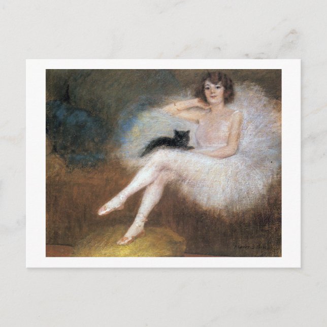 Carte Postale Ballerina avec chat noir, Pierre Carrier-Belleuse (Devant)
