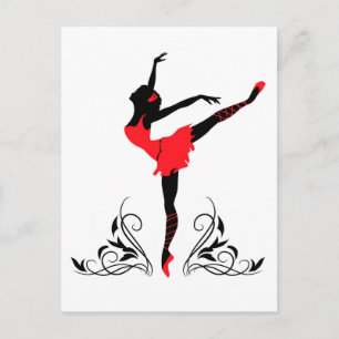Carte Postale Ballerina avec ornement floral.