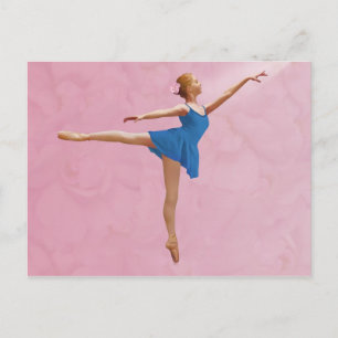 Carte Postale Ballerina avec Rose dans Arabesque Pose Postcard