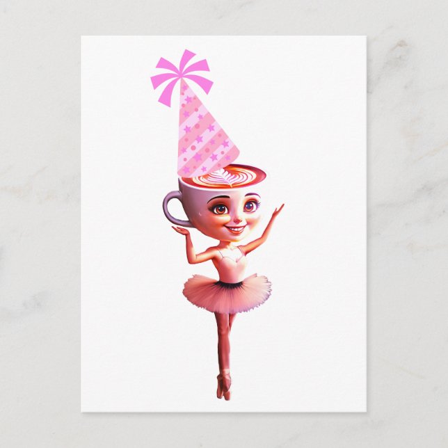 Carte Postale Ballerina Cappuccina en Casquette de fête d'annive (Devant)