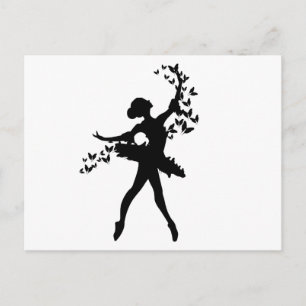 Carte Postale Ballerina contours avec papillons