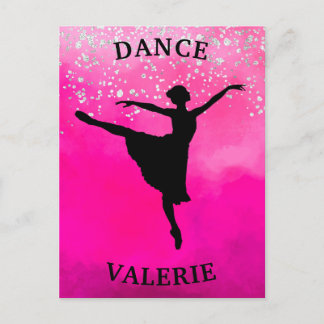 Carte Postale Ballerina Dance Pink Ombre Sparkle