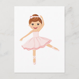 Carte Postale Ballerina Dancer avec cheveux bruns