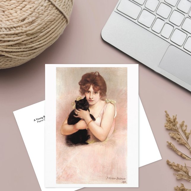 Carte postale Ballerina Holding Black Cat Belleuse (Créateur téléchargé)