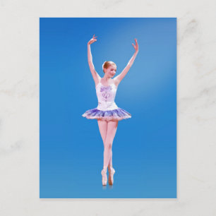 Carte Postale Ballerina On Point en violet et blanc