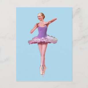 Carte Postale Ballerina On Point en violet et blanc