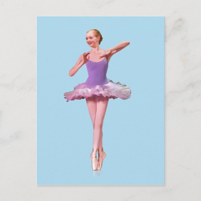 Carte Postale Ballerina On Point en violet et blanc (Devant)