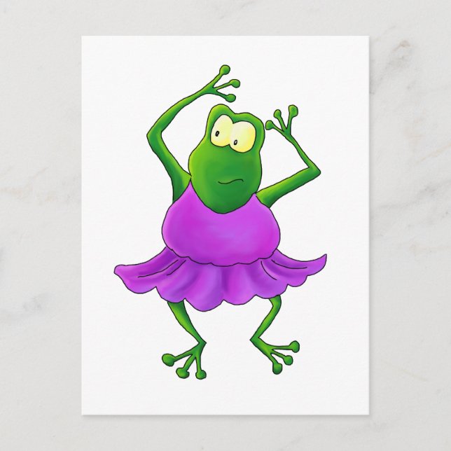 Carte Postale Ballerina Purple Tutu Dancing Frog (Devant)