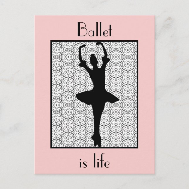 Carte Postale Ballerina Silhouette Ballet Est La Vie (Devant)