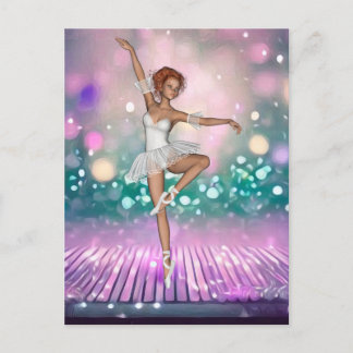 Carte Postale Ballerina sur parquet pourpre et Arrière - plan Tu