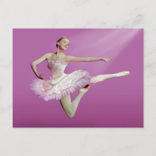 Carte Postale Ballerina sur rose