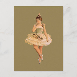 Carte Postale Ballerina victorienne vintage