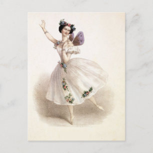 Carte Postale Ballerina vintage avec ailes fées