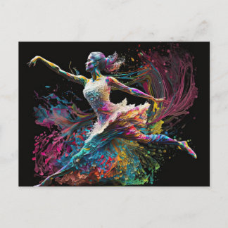 Carte Postale Ballerine à éclaboussure de couleur