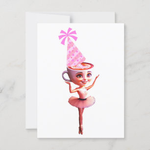 Carte Postale Ballerine Cappuccina avec chapeau de fête d'annive