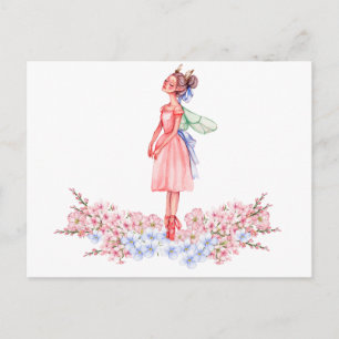 Carte Postale Ballerine de danse aquarelle