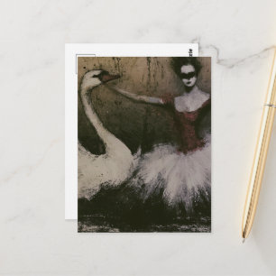 Carte Postale Ballerine et cygne 
