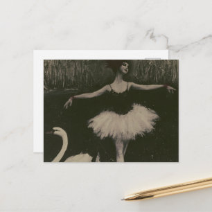 Carte Postale Ballerine et cygne noir et blanc