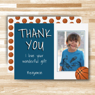 Carte Postale Balles de Basketball Bleu Garçon Photo Merci Anniv