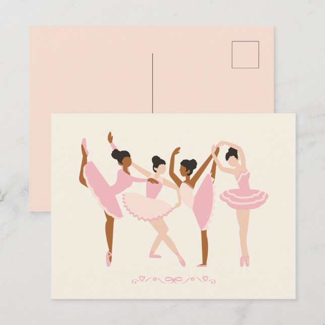 Carte Postale Ballet Ballerina (Devant / Derrière)