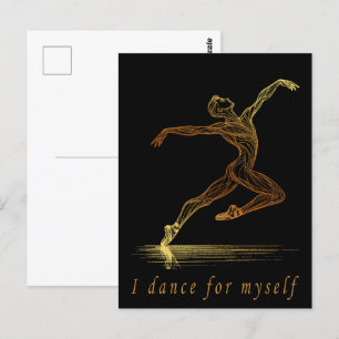 Carte Postale Ballet Homme Dancer Line Art - Je Danse Pour Moi