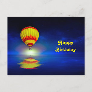 Carte Postale Ballon à Air Chaud Anniversaire Jaune Coloré