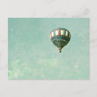 Carte Postale Ballon à air chaud blanc et bleu rouge