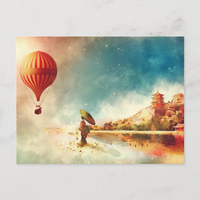 Carte Postale Ballon à air chaud coloré volant Japon  (Devant)