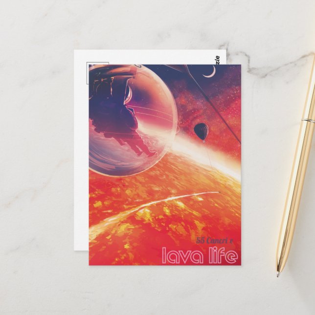 Carte Postale Ballon à air chaud extrême sur paysage volcanique (Devant/Arrière en situation)