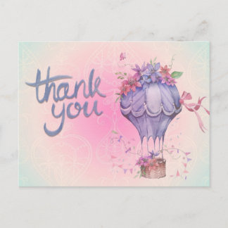 Carte Postale Ballon Aerien Floral Merci