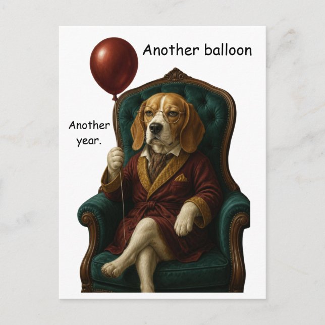 Carte Postale Ballon de anniversaire dignifié de Beagle (Devant)
