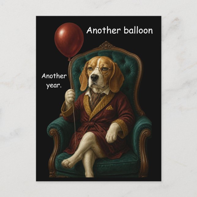 Carte Postale Ballon de anniversaire dignifié de Beagle (Devant)