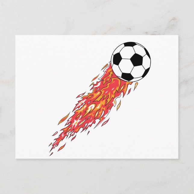 Carte Postale ballon de foot flammes feu (Devant)