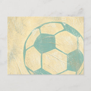 Carte Postale Ballon de football bleu en pastel par Chariklia