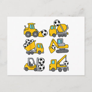 Carte Postale Ballon de Football Enfants Football Camions de Con