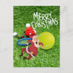 Carte Postale Ballon de tennis avec le Père Noël Joyeux Noël
