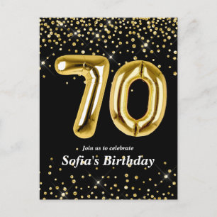 Carte Postale ballon doré pailleté pour fête d'anniversaire de 7