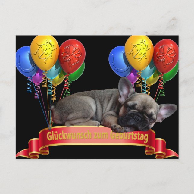 Carte Postale Ballon en forme de bouledogue français (Devant)