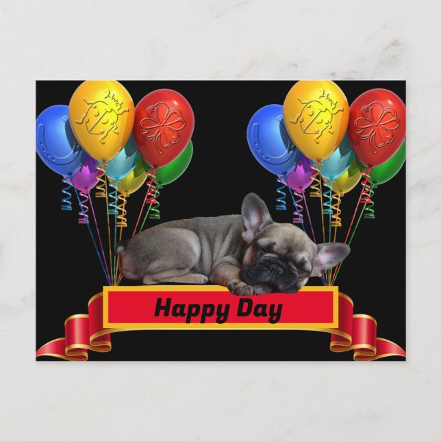 Carte Postale Ballon en forme de Bouledogue Français (Devant)
