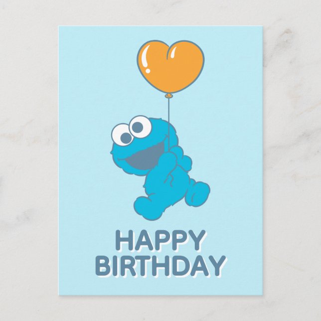 Carte Postale Ballon en forme de cœur de Cookie Monster (Devant)