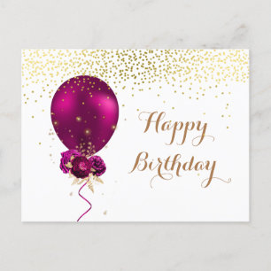 Carte Postale Ballon Joyeux Anniversaire Fleur Sparkle