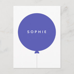Carte Postale Ballon Moderne   Nom Bleu Enfants Mignon Scandinav