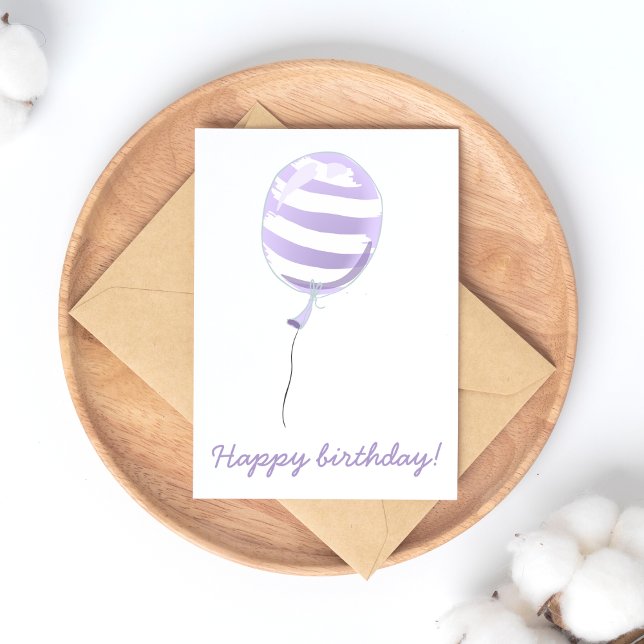 Carte Postale Ballon rayé violet mignon - Anniversaire d'enfants (Créateur téléchargé)
