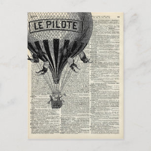 Carte Postale Ballon vintage à air chaud