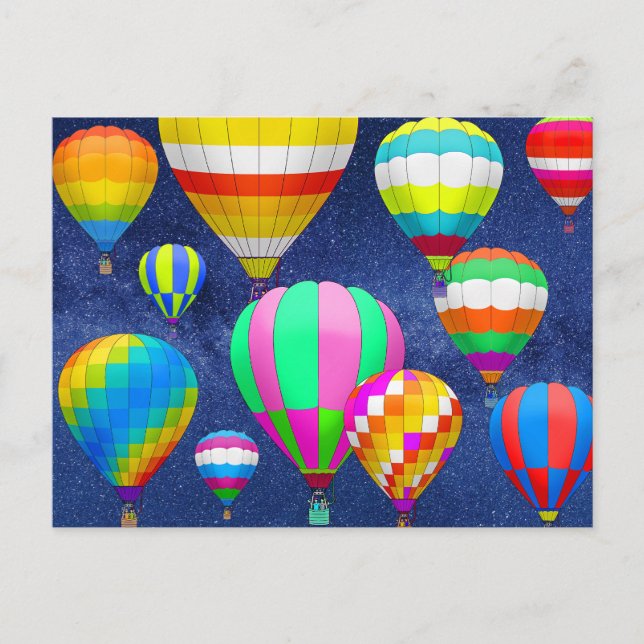 Carte Postale Ballons à air chaud à Starry Night (Devant)