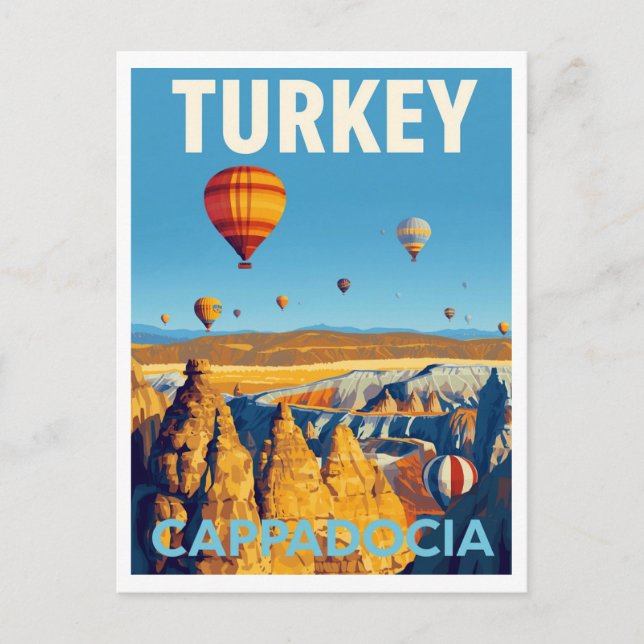 Carte Postale Ballons à air chaud de Cappadoce Rétro (Devant)