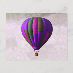 Carte Postale Ballons à air chaud violet et rose