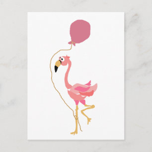Carte Postale Ballons à Flamant rose rose