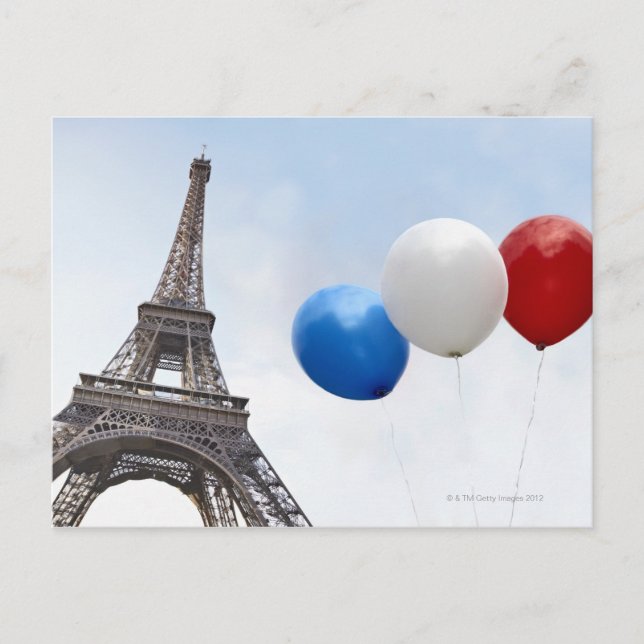 Carte Postale Ballons aux couleurs du drapeau français dans (Devant)